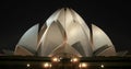 Bahai lotus temple at night in delhi Royalty Free Stock Photo