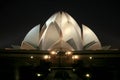 Bahai lotus temple at night in delhi Royalty Free Stock Photo