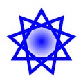 Bahai Star Islam Symbol In Blue On A White Background