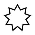 Bahai star. Religious symbol of Bahaism. Vector illustration