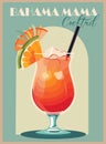 Bahama Mama Cocktail retro poster vector art.