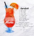 Bahama mama cocktails watercolor Royalty Free Stock Photo