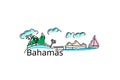 The Bahamas card. Vector in color. Postcard for the flyer or mocap
