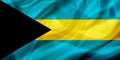 Bahamas country flag on silk or silky waving texture Royalty Free Stock Photo