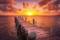 Bahamas dock sunset ocean Royalty Free Stock Photo