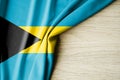 Bahamas flag. Fabric pattern flag of Bahamas. 3d illustration. with back space for text Royalty Free Stock Photo