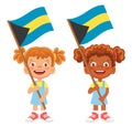 Bahamas flag in hand set Royalty Free Stock Photo