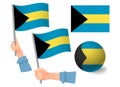 Bahamas flag in hand icon Royalty Free Stock Photo