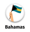 Bahamas flag in hand, round icon Royalty Free Stock Photo