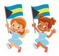 Bahamas flag in hand set Royalty Free Stock Photo