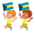 Bahamas flag in hand set Royalty Free Stock Photo