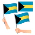 Bahamas flag in hand set Royalty Free Stock Photo