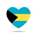 I love Bahamas. Bahamas flag heart vector illustration isolated on white background