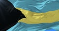 Bahamian flag waving at wind in slow with blue sky, loop