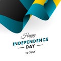 Bahamas Independence Day. 10 July. Waving flag in heart. Vector.