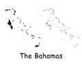 The Bahamas Country Map. Black silhouette and outline isolated on white background. EPS Vector