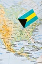 The Bahamas map and flag pin Royalty Free Stock Photo