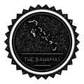 Bahamas Map Label with Retro Vintage Styled.