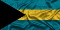 Bahamas national flag background with fabric texture. Flag of Bahamas waving in the wind. 3D illustration Royalty Free Stock Photo