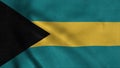 Bahamas national flag waving with fabric texture fluttering in wind. 3d illustration Royalty Free Stock Photo