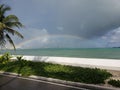 Bahamas  rainbow Caribbean ocean beach Royalty Free Stock Photo