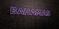 BAHAMAS -Realistic Neon Sign on Brick Wall background - 3D rendered royalty free stock image