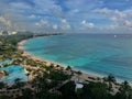 Bahamas Skyline Beach Water and Palm Trees on the Ocean