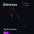 Bahamas vector map in flat style trend violet colors on black striped background
