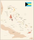 The Bahamas - vintage map and flag - Detailed Vector Illustration