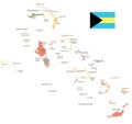 The Bahamas - vintage map and flag - Detailed Vector Illustration