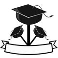 Illustration of Logo Black White Hat Graduation, Blank Name Royalty Free Stock Photo