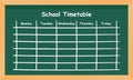 School timetable template in a green chalkboard Royalty Free Stock Photo