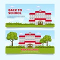 Flat Design School Illustration Banner / Background, back to school event Royalty Free Stock Photo