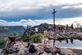 Bahia, Brazil - Jan 04, 2024: Tourists on top of the hill of the father inacio, morro do pai inacio, Chapada Diamantina