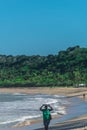 BAHIA, BRAZIL - June 27, 2019: Scenic view of an itinerant saleswoman of cocada, a popular candy made with coconut