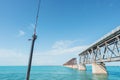 Bahia Honda State Park, Florida Keys.  Fishing pole in front of old overseas highway bridge Royalty Free Stock Photo