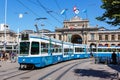 Bahnhofstrasse with tram 2000 public transport in the city of Zurich, Switzerland