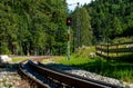 Rotes Haltesignal fÃÂ¼r die Eisenbahn