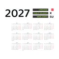 Bahrain Calendar 2027. Week starts from Sunday.