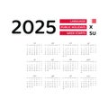 Bahrain Calendar 2025. Week starts from Sunday. Vector graphic design.