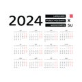 Bahrain Calendar 2024. Week starts from Sunday. Vector graphic design.
