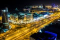 Bahrain City Center Aerial View at Night Royalty Free Stock Photo