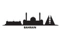 Bahrain city skyline isolated vector illustration. Bahrain travel black cityscape
