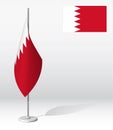 BAHRAIN flag on flagpole for registration of solemn event, meeting foreign guests. National independence day of BAHRAIN. Realistic