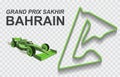 Bahrain grand prix race track for Formula 1 or F1. Detailed racetrack or national circuit