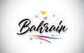 Bahrain Handwritten Vector Word Text with Butterflies and Colorful Swoosh