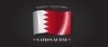 Bahrain happy national day greeting card, banner with template text vector illustration