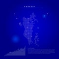 Bahrain illuminated map with glowing dots. Dark blue space background. Vector illustration Royalty Free Stock Photo