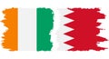 Bahrain and Ivory Coast grunge flags connection vector Royalty Free Stock Photo