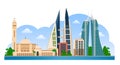 Bahrain. Manama skyline with colorful buildings and blue sky.